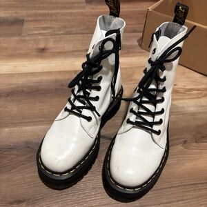 Dr. Martens White Combat Boots with Black Laces